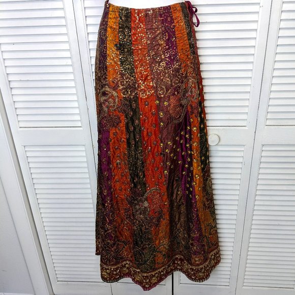 Ethnic Bohemian Festival Maxi
Skirt India Zari Embroidery
Cotton Sequin Quilted - Picture 2 of 14